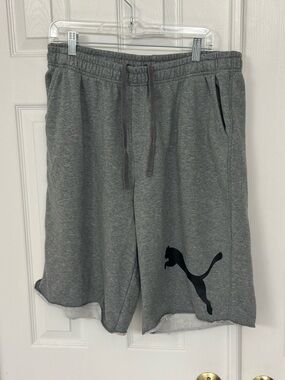 Puma Men’s Gray Athletic Shorts with Black Logo